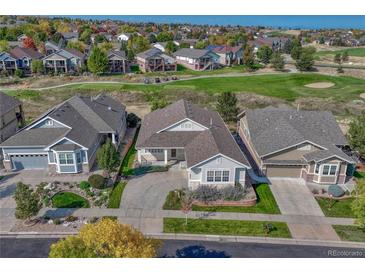 Beautiful aerial view of well maintained homes overlooking the golf course at 8107 S Catawba Ct, Aurora, CO 80016