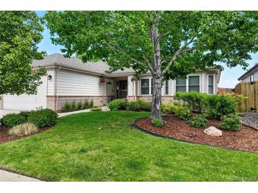 Charming single-story home with a well-manicured lawn and mature landscaping at 6776 Salvia Ct, Arvada, CO 80007