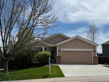 Charming single Gathering home showcasing a manicured front yard and attached garage in a desirable neighborhood at 1229 Berganot Trl, Castle Pines, CO 80108