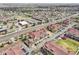 Wide aerial shot features townhome complex, shopping, and residential areas at 12711 Colorado Blvd # 1009, Thornton, CO 80241