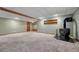 Finished basement features a fireplace, carpet, and recessed lighting at 10534 Inspiration Dr, Parker, CO 80138