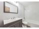Cozy bathroom with a modern vanity, updated fixtures, and a shower-tub combination at 9134 Bellaire St, Thornton, CO 80229