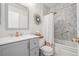 Clean bathroom with a shower-tub combo and modern vanity at 10520 W Fair Ave # A, Littleton, CO 80127