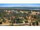 Scenic aerial view of a home nestled among trees, showcasing the property's tranquil and secluded setting at 8544 Burning Tree Trl, Franktown, CO 80116