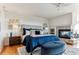 Serene main bedroom featuring a fireplace, plush bedding, and stylish decor for a relaxing retreat at 8544 Burning Tree Trl, Franktown, CO 80116