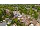 This aerial view showcases the neighborhood's tree-lined streets and diverse architectural styles, perfect for community living at 3739 W 46Th Ave, Denver, CO 80211