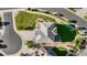 A bird's-eye view showcases the home's roof, landscaping, and surrounding neighborhood streets at 7606 S Valleyhead Ct, Aurora, CO 80016