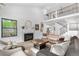 Spacious living room featuring fireplace, large windows, and open access to the staircase at 3235 E Easter Pl, Centennial, CO 80122