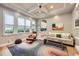 Stylish living room featuring modern furniture, large windows, and a cozy rug at 714 Skywalker Pt, Lafayette, CO 80026