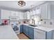 Bright and airy kitchen featuring modern appliances, blue cabinets, and ample counter space at 4676 S Dillon Ct # G, Aurora, CO 80015