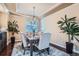 Formal dining room with hardwood floors, a chandelier, a gray rug and comfortable seating at 22911 E Euclid Cir, Aurora, CO 80016