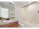 Bathroom with shower-tub combo and a single-sink vanity at 6391 S Malaya St, Centennial, CO 80016