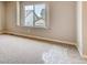 New carpet in bedroom with window and white painted walls and baseboards at 13374 Blue Amber Ct, Parker, CO 80134