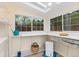 Bright potting shed featuring storage, skylight, and view of the garden, ideal for nurturing plants and flowers at 760 Niagara St, Denver, CO 80220