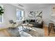 Bright living room features contemporary decor, comfortable seating, and a cozy area rug at 5142 W 44Th Ave, Denver, CO 80212