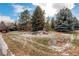 Beautiful front yard with large mature trees, manicured lawn, and rock landscaping at 1036 Lexington Ave, Westminster, CO 80023