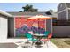 Outdoor patio area with a seating set and colorful mural, creating a vibrant and inviting atmosphere at 2774 W Irvington Pl, Denver, CO 80219