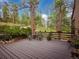 Cozy back deck surrounded by tall trees, offering a serene and private outdoor space at 4198 Timbervale Dr, Evergreen, CO 80439