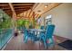Covered porch with blue table and chairs, perfect for outdoor dining and relaxation at 4880 Tall Horse Trl, Sedalia, CO 80135