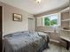 Bedroom with a comfortable bed, built in shelving, and a lovely view of the outdoors at 109 Bear Creek Ln, Morrison, CO 80465