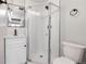 Clean bathroom with a white vanity, a large shower, and updated fixtures at 2101 S Lafayette St, Denver, CO 80210