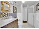 Chic bathroom with geometric tile and updated vanity at 1020 15Th St # 27E, Denver, CO 80202