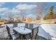 Snowy backyard with patio furniture and large yard at 5986 S Cook St, Littleton, CO 80121