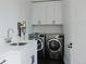Efficient laundry room features front loading washer and dryer, bright lighting and utility sink at 2645 Eudora St, Denver, CO 80207