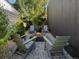 Backyard features a modern fire pit surrounded by chairs and landscaping at 4432 Umatilla St, Denver, CO 80211