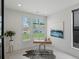 Bright office space with minimalist design, large windows with shutters, and contemporary artwork at 4432 Umatilla St, Denver, CO 80211