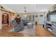 Cozy living room with stylish furniture, fireplace, and large windows providing an inviting space to relax and unwind at 7605 Shenandoah Dr, Elizabeth, CO 80107