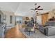 This stylish living room features comfortable seating, modern décor, and an open layout, perfect for entertaining or relaxing at 7605 Shenandoah Dr, Elizabeth, CO 80107