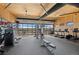 Well-equipped gym with modern exercise machines, rubber flooring, and a mirrored wall on a sunny day at 455 Rogers Way, Castle Rock, CO 80104