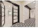 Hallway with black and white patterned floor tiles with doorway views at 1063 Sandstone Cir, Erie, CO 80516