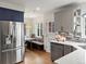 Modern kitchen with stainless steel appliances, stylish cabinets, and an adjacent dining area offering a functional and appealing design at 2535 Leyden St, Denver, CO 80207