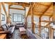 Cozy living room with wood beams and comfortable seating area at 8191 S Homesteader Dr, Morrison, CO 80465
