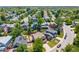 Neighborhood aerial showcasing the layout of streets, houses, trees and yards at 4422 E Andover Ave, Castle Rock, CO 80104