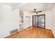 Dining area with hardwood floors and sliding doors at 3912 S Atchison Way # E, Aurora, CO 80014