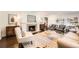 Comfortable living room with a fireplace, hardwood flooring, and ample natural light at 3695 E Dartmouth Ave, Denver, CO 80210