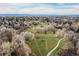 An aerial view shows community green space and landscaping at 326 W Jamison Pl # 51, Littleton, CO 80120