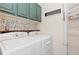 Convenient laundry room with side by side washer and dryer and overhead storage at 326 W Jamison Pl # 51, Littleton, CO 80120