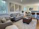 Bright living room with a gray sofa, ottoman and large windows at 751 Eudora St, Denver, CO 80220