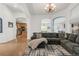 Open-concept living area showcasing hardwood floors, a plush sectional, and seamless transitions at 1510 S De Gaulle Cir, Aurora, CO 80018