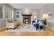 Cozy living room with a fireplace, comfortable seating, and elegant decor at 4961 Aspen Creek Dr, Broomfield, CO 80023