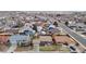 An aerial view showcasing a neighborhood featuring various single-Gathering homes and residential streets at 412 N 10Th Ave, Brighton, CO 80601