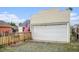Detached garage situated in the backyard, next to a wooden fence and gravel area at 150 N 7Th Ave, Brighton, CO 80601