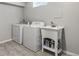 A spacious laundry room includes modern washer and dryer units and a convenient utility sink at 2050 S Wolff St, Denver, CO 80219