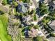 An aerial view of homes with mature trees and landscaping in a quiet, residential neighborhood at 7120 Forest Ridge Cir, Castle Pines, CO 80108