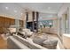 Cozy living room with modern furniture, a fireplace, and hardwood floors at 787 W Meadow Rd, Evergreen, CO 80439