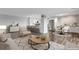 Bright living room featuring hardwood floors, an open kitchen with a breakfast bar, and a comfortable seating area at 460 S Marion Pkwy # 1351, Denver, CO 80209